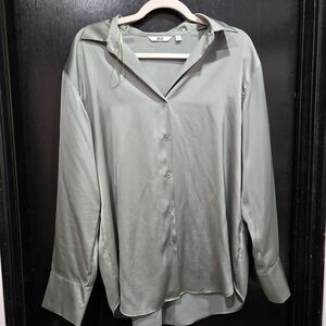 Satin Green Button Up Shirt